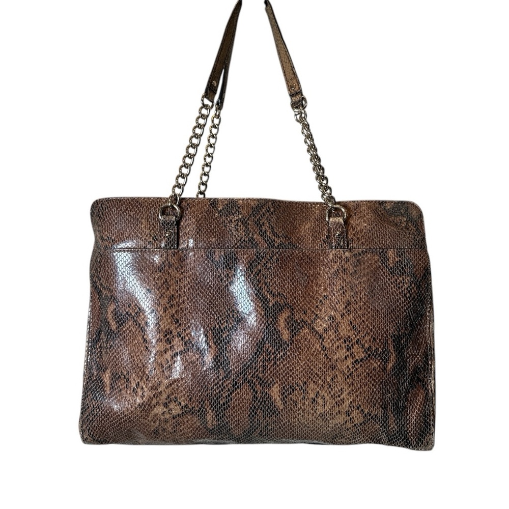 Kate Spade Brown Tote with Textured Finish and Chain Straps - Picture 3 of 11